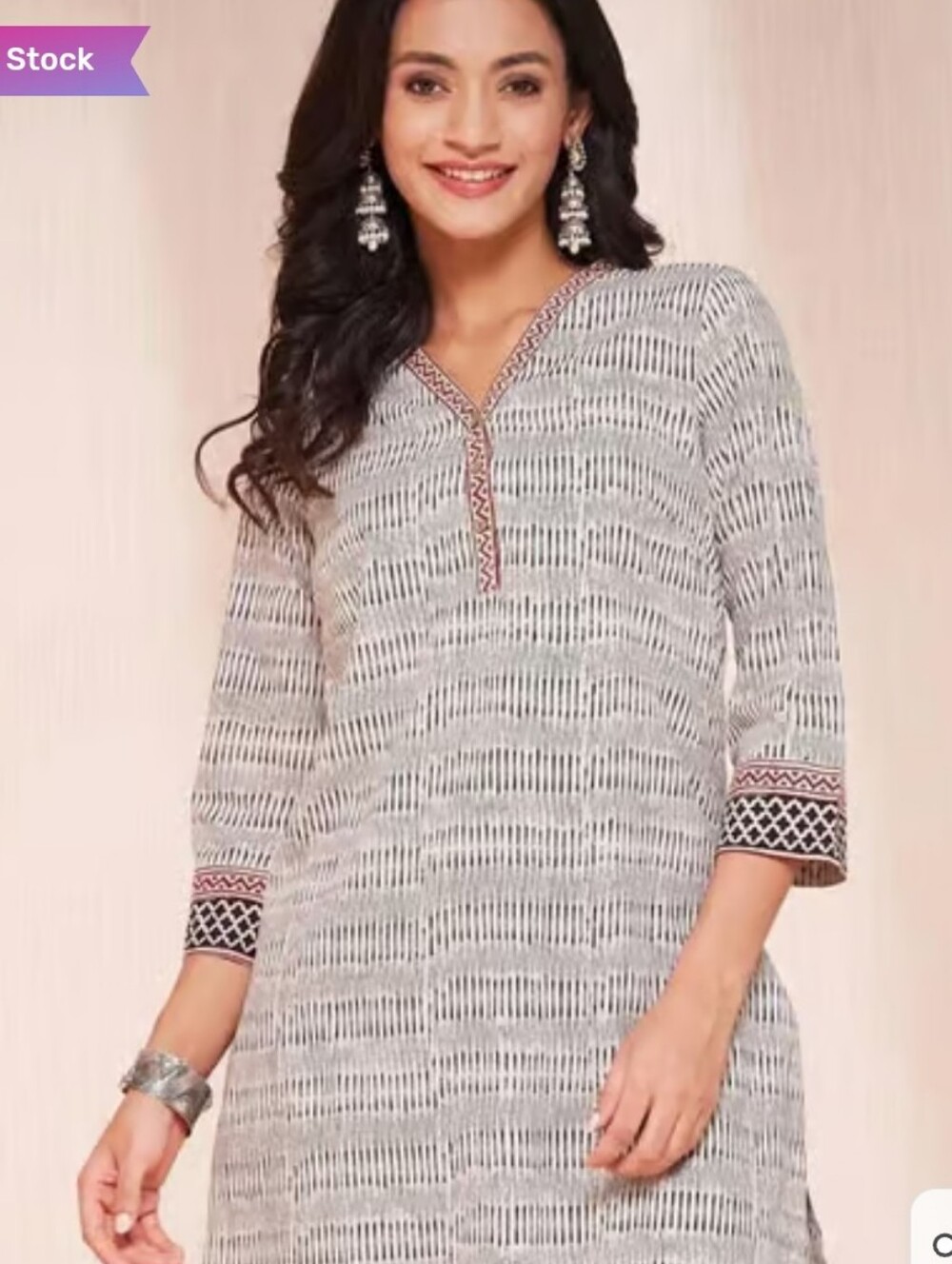 fabindia Cream and Black Patterned Casual Button-Down Shirt with Red Accents